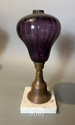 Antique Amethyst Art Glass 11-3/4 Oil Lamp Base