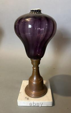 Antique Amethyst Art Glass 11-3/4 Oil Lamp Base