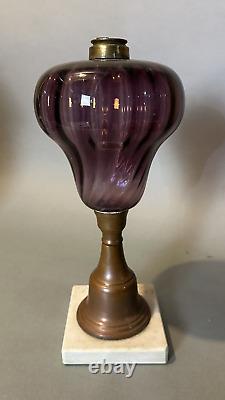 Antique Amethyst Art Glass 12 Oil Lamp Base