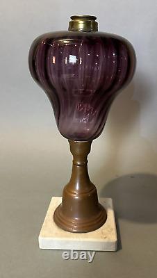 Antique Amethyst Art Glass 12 Oil Lamp Base