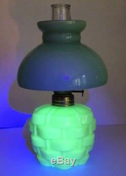 Antique And Vintage Green Uranium Vaseline Glass Miniature Oil Lamp PART S276