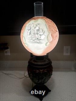 Antique Angel Cherub Stencil Consolidated Gone With the Wind Banquet Oil Lamp Ve