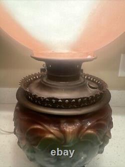 Antique Angel Cherub Stencil Consolidated Gone With the Wind Banquet Oil Lamp Ve