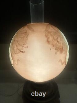 Antique Angel Cherub Stencil Consolidated Gone With the Wind Banquet Oil Lamp Ve
