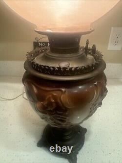 Antique Angel Cherub Stencil Consolidated Gone With the Wind Banquet Oil Lamp Ve