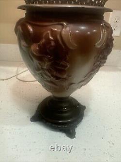 Antique Angel Cherub Stencil Consolidated Gone With the Wind Banquet Oil Lamp Ve