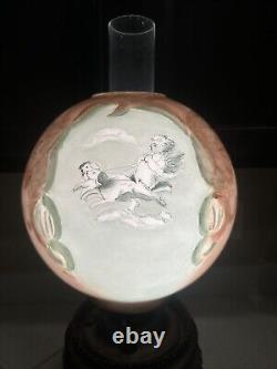 Antique Angel Cherub Stencil Consolidated Gone With the Wind Banquet Oil Lamp Ve