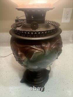 Antique Angel Cherub Stencil Consolidated Gone With the Wind Banquet Oil Lamp Ve