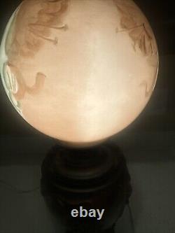 Antique Angel Cherub Stencil Consolidated Gone With the Wind Banquet Oil Lamp Ve