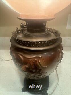 Antique Angel Cherub Stencil Consolidated Gone With the Wind Banquet Oil Lamp Ve