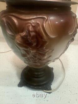 Antique Angel Cherub Stencil Consolidated Gone With the Wind Banquet Oil Lamp Ve