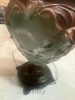 Antique Angel Cherub Stencil Consolidated Gone With the Wind Banquet Oil Lamp Ve