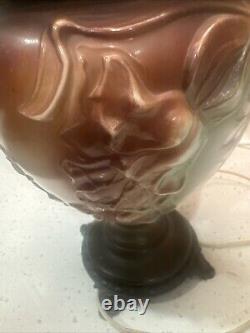 Antique Angel Cherub Stencil Consolidated Gone With the Wind Banquet Oil Lamp Ve