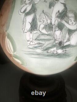 Antique Angel Cherub Stencil Consolidated Gone With the Wind Banquet Oil Lamp Ve
