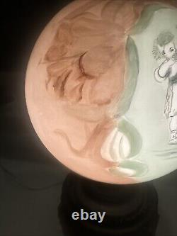 Antique Angel Cherub Stencil Consolidated Gone With the Wind Banquet Oil Lamp Ve