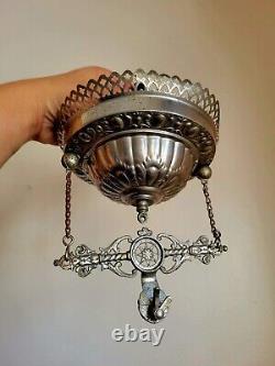 Antique Angle Mfg Co New York Hanging Quad Burner Kerosene Oil Lamp
