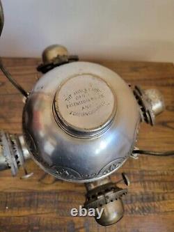 Antique Angle Mfg Co New York Hanging Quad Burner Kerosene Oil Lamp