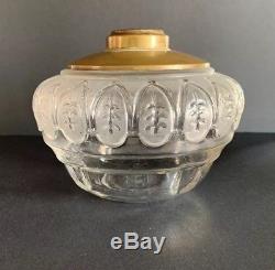 Antique Applesauce Adam's Temple Oil Kerosene Glass Lamp With Original Fitted Font