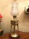 Antique Art Deco Jugendstil German Brass Polished Kerosene Oil Lamp