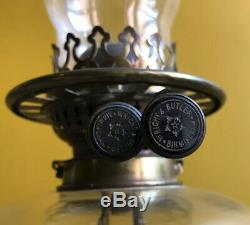 Antique Art Nouveau Brass Oil Lamp with Cut Glass Font (Wright & Butler)