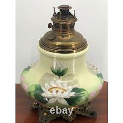 Antique Art Nouveau Rare Calla Lilly Green Gone With the Wind Banquet Oil Lamp