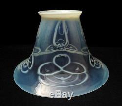 Antique Art Nouveau Uranium Green Opalescent Glass Oil Lamp Light Shade Vaseline