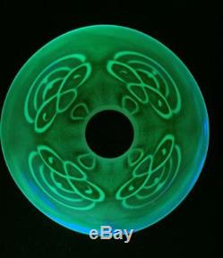 Antique Art Nouveau Uranium Green Opalescent Glass Oil Lamp Light Shade Vaseline
