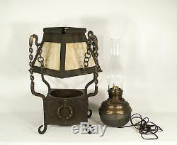 Antique Arts & Crafts Oil Table Lamp