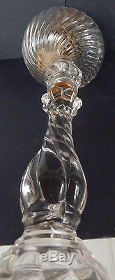 Antique BACCARAT French Crystal Kerosene Oil Banquet Lamp Astral Etched Shade