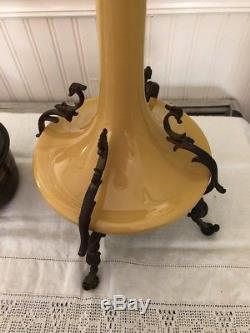 Antique BANQUET OIL LAMP L & B Marque Dispose Brevette 1883 Encased Glass RARE