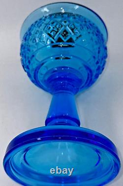 Antique BEADED DIAMOND BAND Aqua Blue Glass Oil Kerosene Stand Lamp THURO 1-203