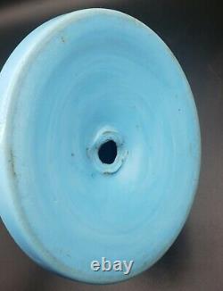 Antique BLUE OPALINE Glass Hand Blown Oil / kero Lamp European 1800s THUROS REF