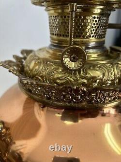 Antique B&H Bradley & Hubbard Dragon Parlor Banquet Oil Lamp Electrified Brass