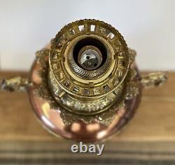 Antique B&H Bradley & Hubbard Dragon Parlor Banquet Oil Lamp Electrified Brass