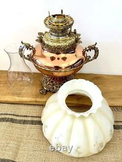 Antique B&H Bradley & Hubbard Dragon Parlor Banquet Oil Lamp Electrified Brass