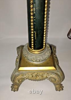 Antique B&H Bradley & Hubbard Gold fleur-de-lis Parlor Banquet Oil Lamp Rare