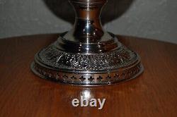 Antique B&H Bradley Hubbard Nickel Oil Lamp Emerald Green Shade, Macbeth No. 12