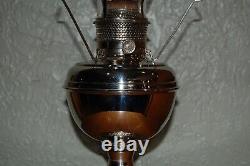 Antique B&H Bradley Hubbard Nickel Oil Lamp Emerald Green Shade, Macbeth No. 12