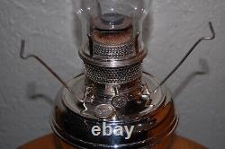 Antique B&H Bradley Hubbard Nickel Oil Lamp Emerald Green Shade, Macbeth No. 12