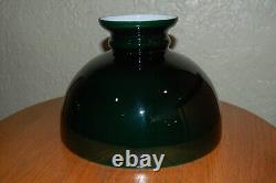 Antique B&H Bradley Hubbard Nickel Oil Lamp Emerald Green Shade, Macbeth No. 12