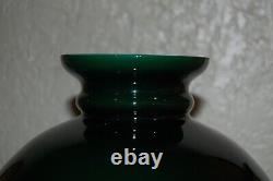 Antique B&H Bradley Hubbard Nickel Oil Lamp Emerald Green Shade, Macbeth No. 12