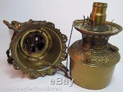 Antique B&H Bradley Hubbard Oil Lamp electric conversion ornate brass cast iron