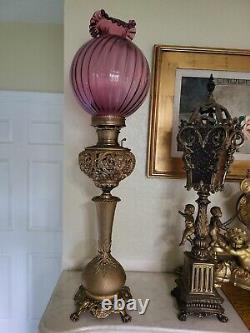 Antique B&H Bradley & Hubbard Parlor Banquet Oil Lamp 36 Vintage