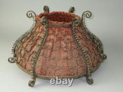 Antique B&H Bradley & Hubbard Wrought Iron Oil Lamp With Matching Shade