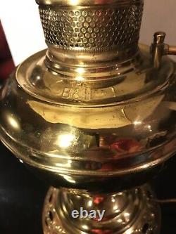 Antique B&H Brass Victorian Oil Lamp Converted 1800's With Porcelain Shade RARE L1