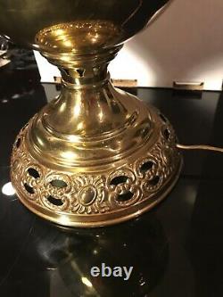 Antique B&H Brass Victorian Oil Lamp Converted 1800's With Porcelain Shade RARE L1