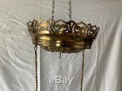 Antique B&H Hanging Kerosene Oil Lamp Ornate Brass No Shade Pat May 18, 1886