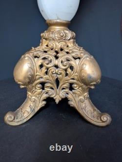 Antique B &H Parlor Electrified Oil Lamp Bradley Hubbard 30 1/2