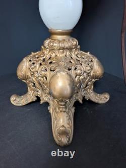Antique B &H Parlor Electrified Oil Lamp Bradley Hubbard 30 1/2