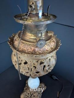 Antique B &H Parlor Electrified Oil Lamp Bradley Hubbard 30 1/2